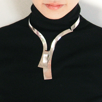 forged silver necktie by Yuki Kamiya