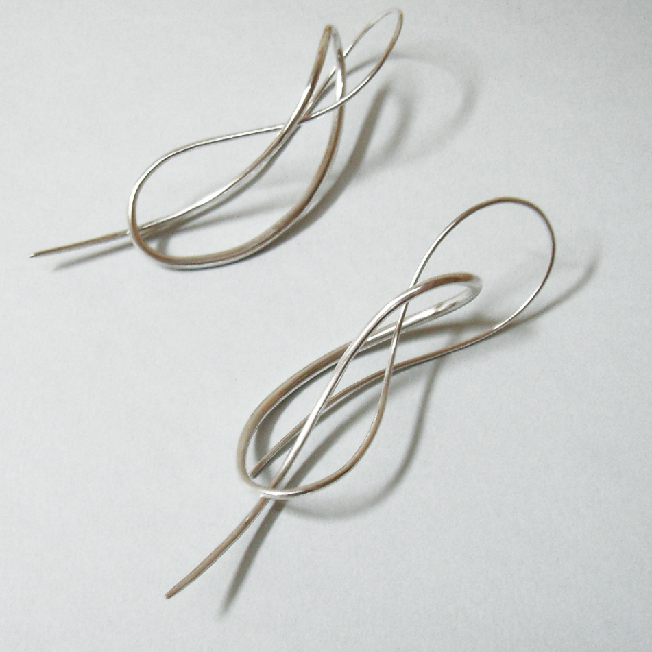 silver earrings loose knot