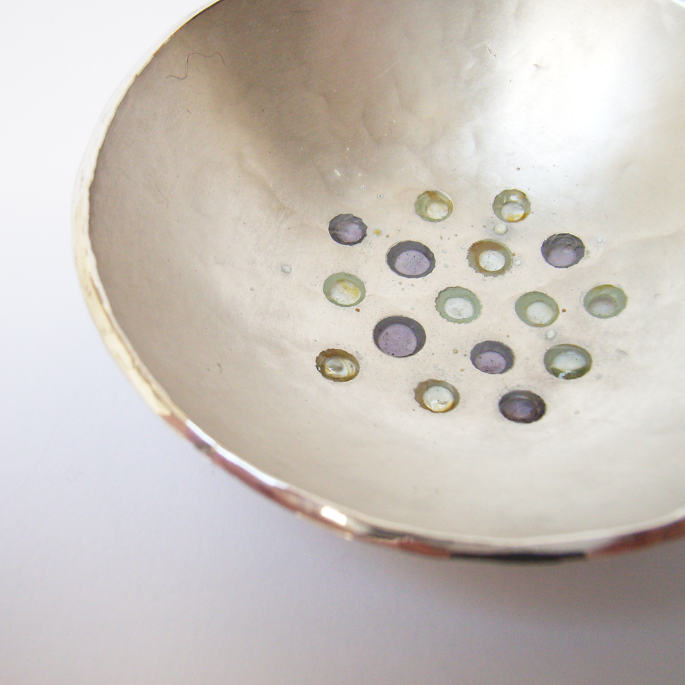 forged silver enamel small plate by Yuki Kamiya