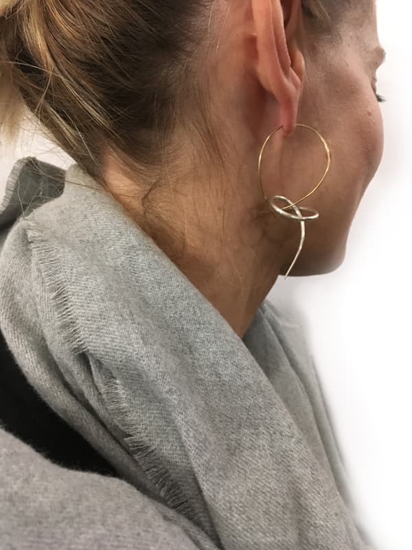 Silver earrings with gold