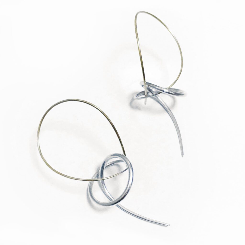 Silver earrings with gold