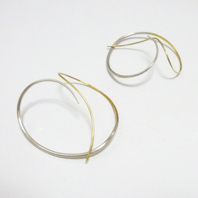 Silver earrings with gold