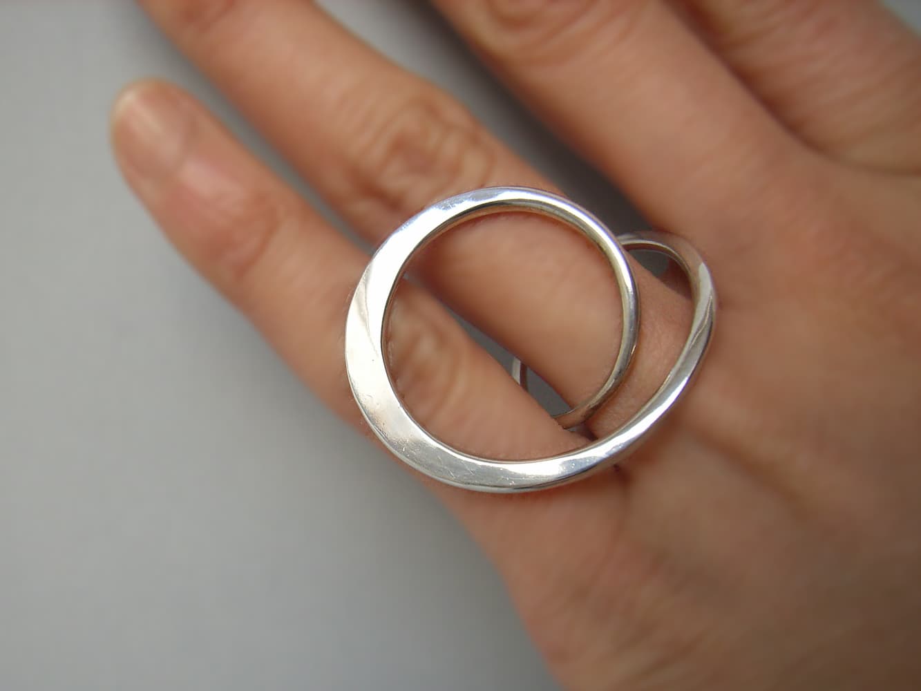 Hand-hammerd silver ring